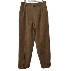 Lauren Ralph Lauren pleated women's 100% wool pants brown tan tweed Size 14